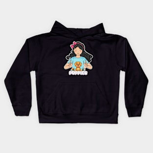 Cute girl with puppies Kids Hoodie